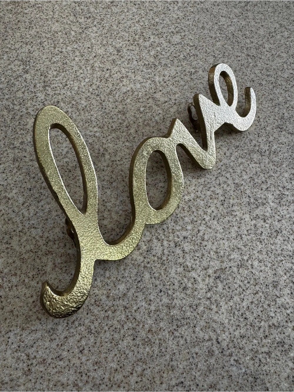 Love Gold Metal Wall Decor Accent Script Brass Tones Wedding Bedroom Office